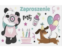 POLMAK Invitation Z 160x95 set 62128 Children''s - Balloons, Girl, Graphic, Pandas, Dogs, 10 pcs.