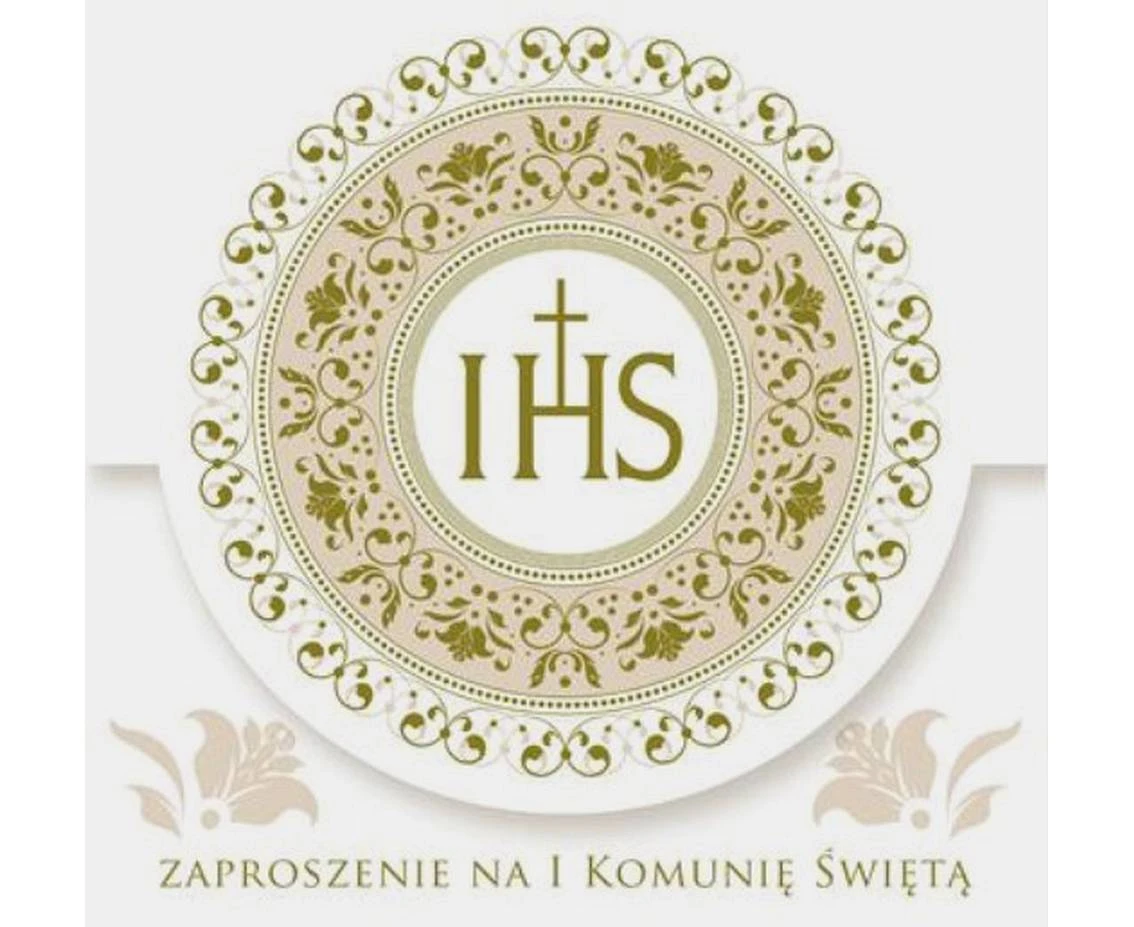 POLMAK Square invitation ZKW 120x120 Communion no. 39814 Children''s - Boy, Girl, Religion, Gold, 10 pcs.