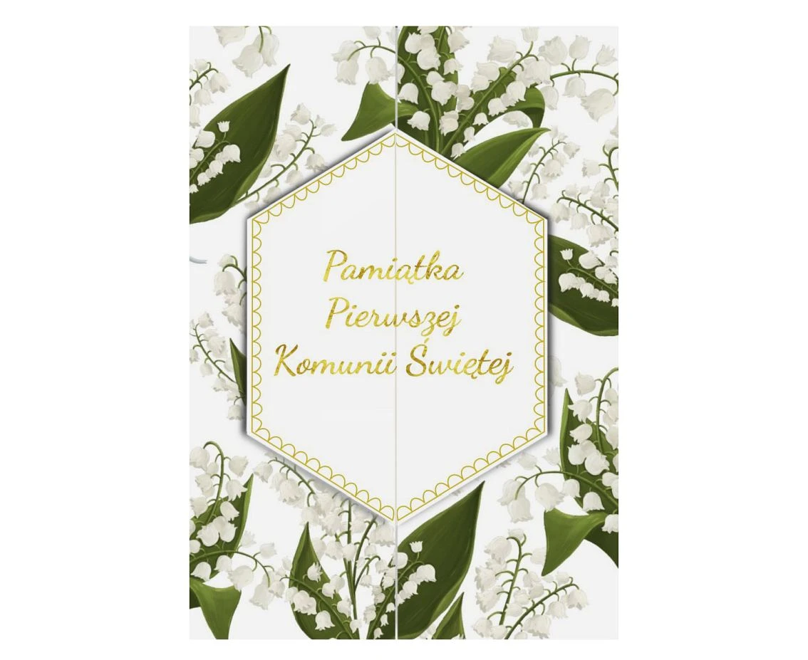 Greeting card A5 card Holy Communion, pink, lilies of the valley, 1 pc.
