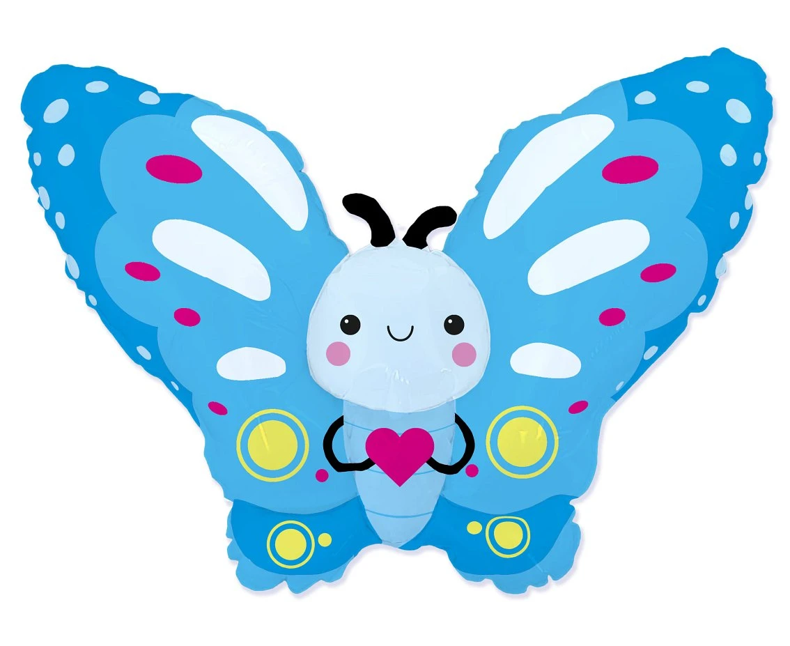 Foil Balloon 24" FX - Butterfly (blue) EOL