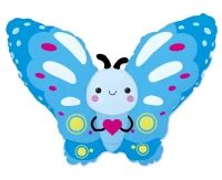 Foil Balloon 24" FX - Butterfly (blue) EOL