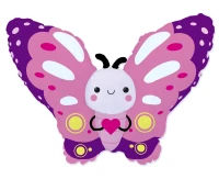 Foil Balloon 24" FX - Butterfly (pink) EOL