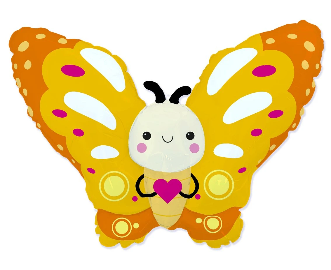Foil Balloon 24" FX - Butterfly (yellow) EOL