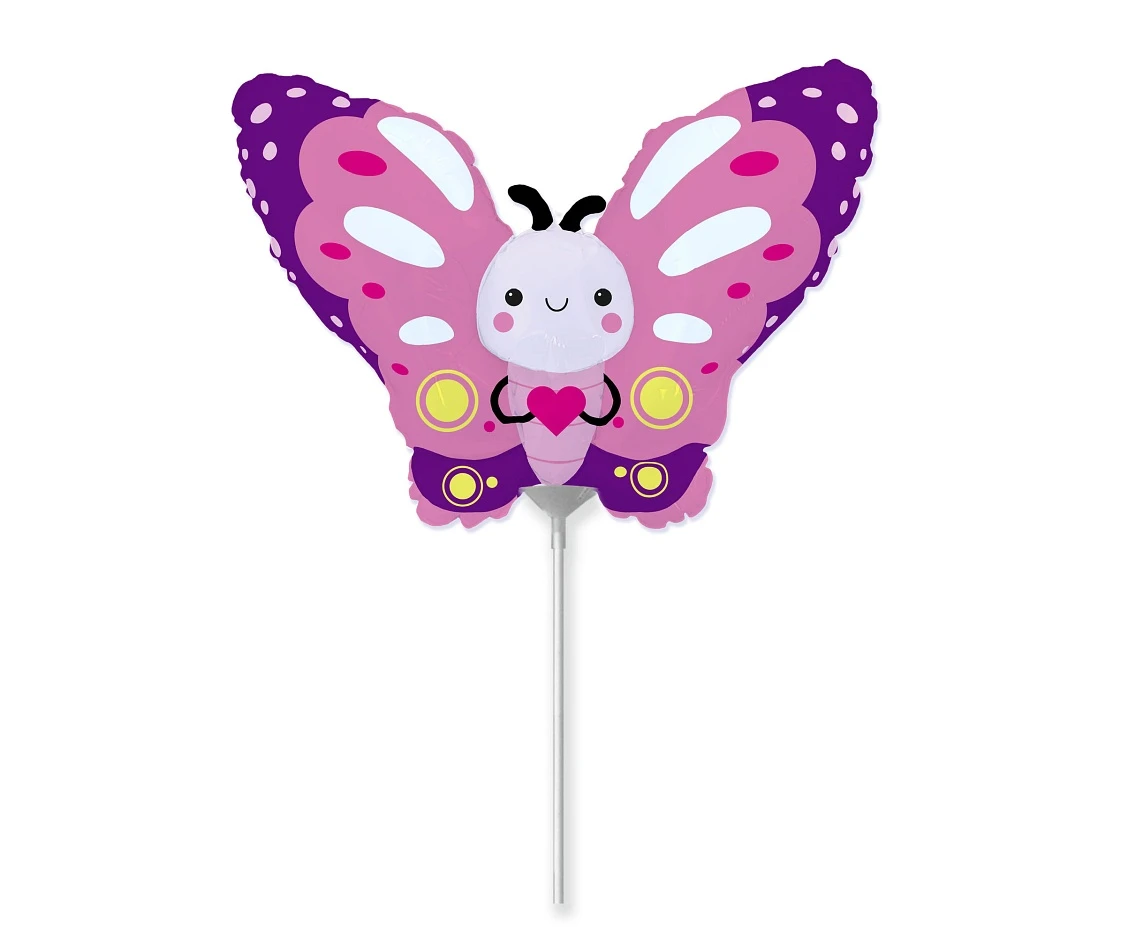 Foil Balloon 14" FX - Butterfly (pink)