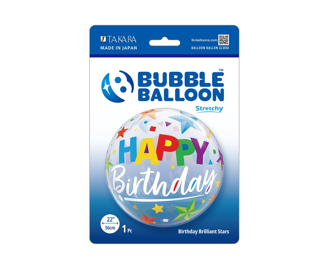 Balloon Takara BUBBLE BALLOON Birthday Brilliant Stars, 22"