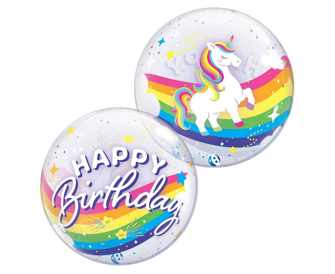 Balloon Takara BUBBLE BALLOON Birthday Rainbow Unicorn, 22"