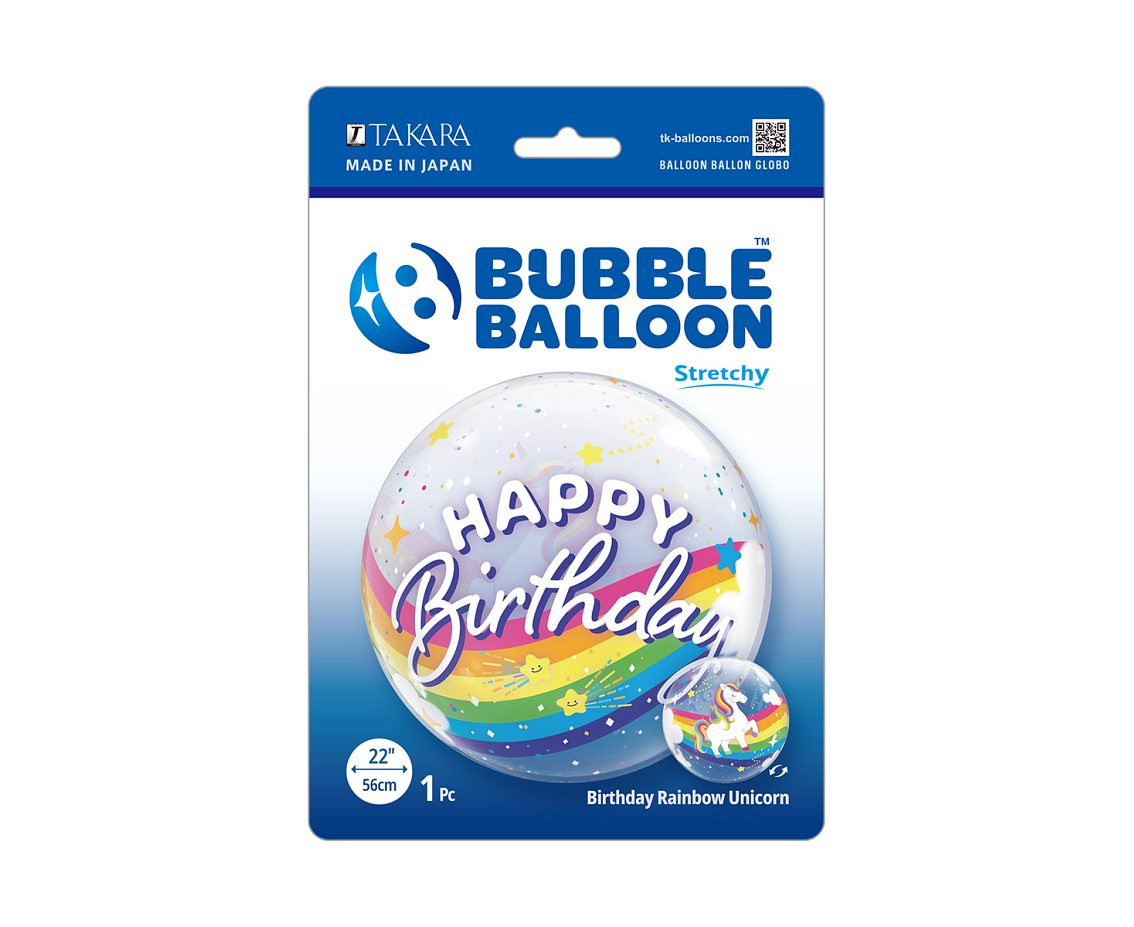 Balloon Takara BUBBLE BALLOON Birthday Rainbow Unicorn, 22"