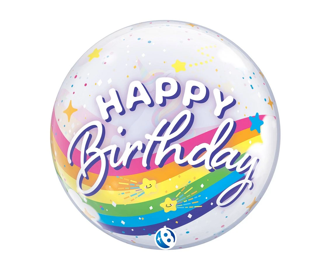 Balloon Takara BUBBLE BALLOON Birthday Rainbow Unicorn, 22"