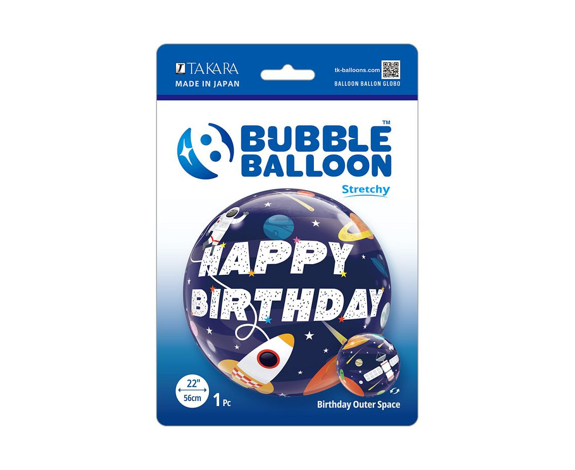 Balloon Takara BUBBLE BALLOON Birthday Outer Space, 22"