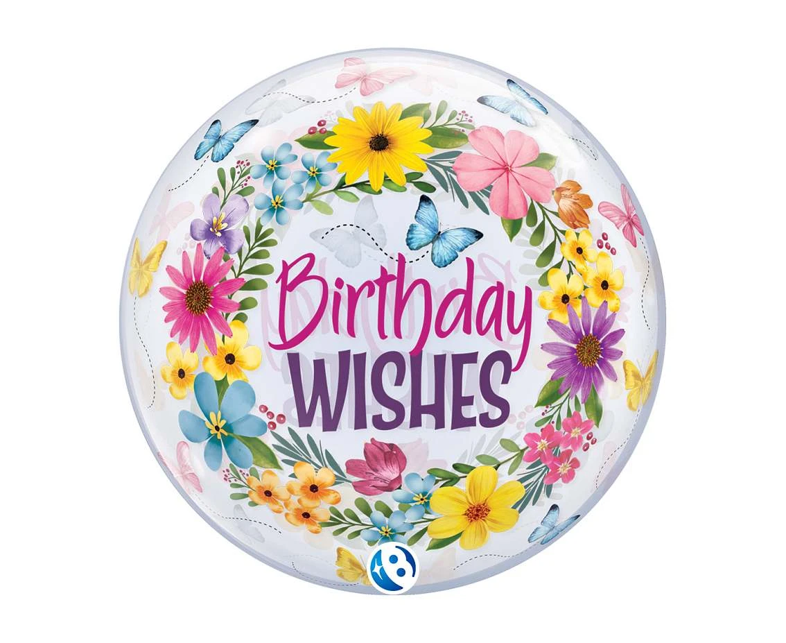Balloon Takara BUBBLE BALLOON Birthday Wishes Floral, 22"