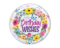 Balloon Takara BUBBLE BALLOON Birthday Wishes Floral, 22"