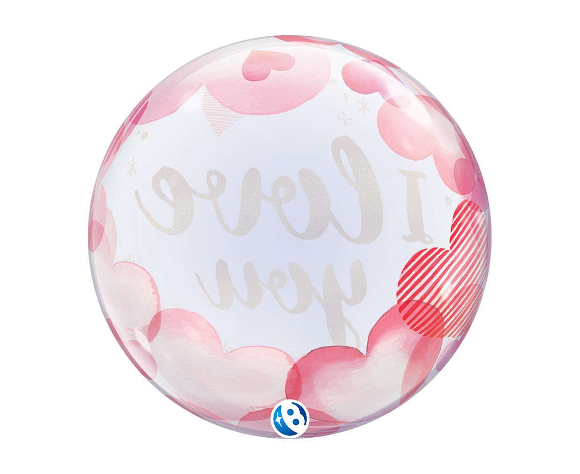Balloon Takara BUBBLE BALLOON I Love you Paper Hearts, 22"