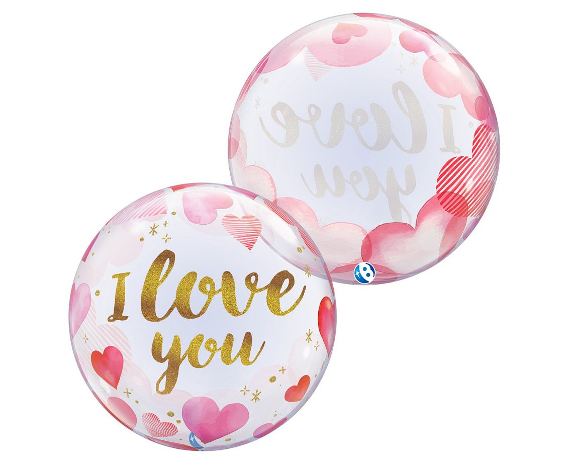 Balloon Takara BUBBLE BALLOON I Love you Paper Hearts, 22"