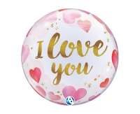 Balloon Takara BUBBLE BALLOON I Love you Paper Hearts, 22"