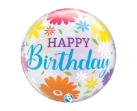 Balloon Takara BUBBLE BALLOON Birthday Flowers & Filigree, 22"