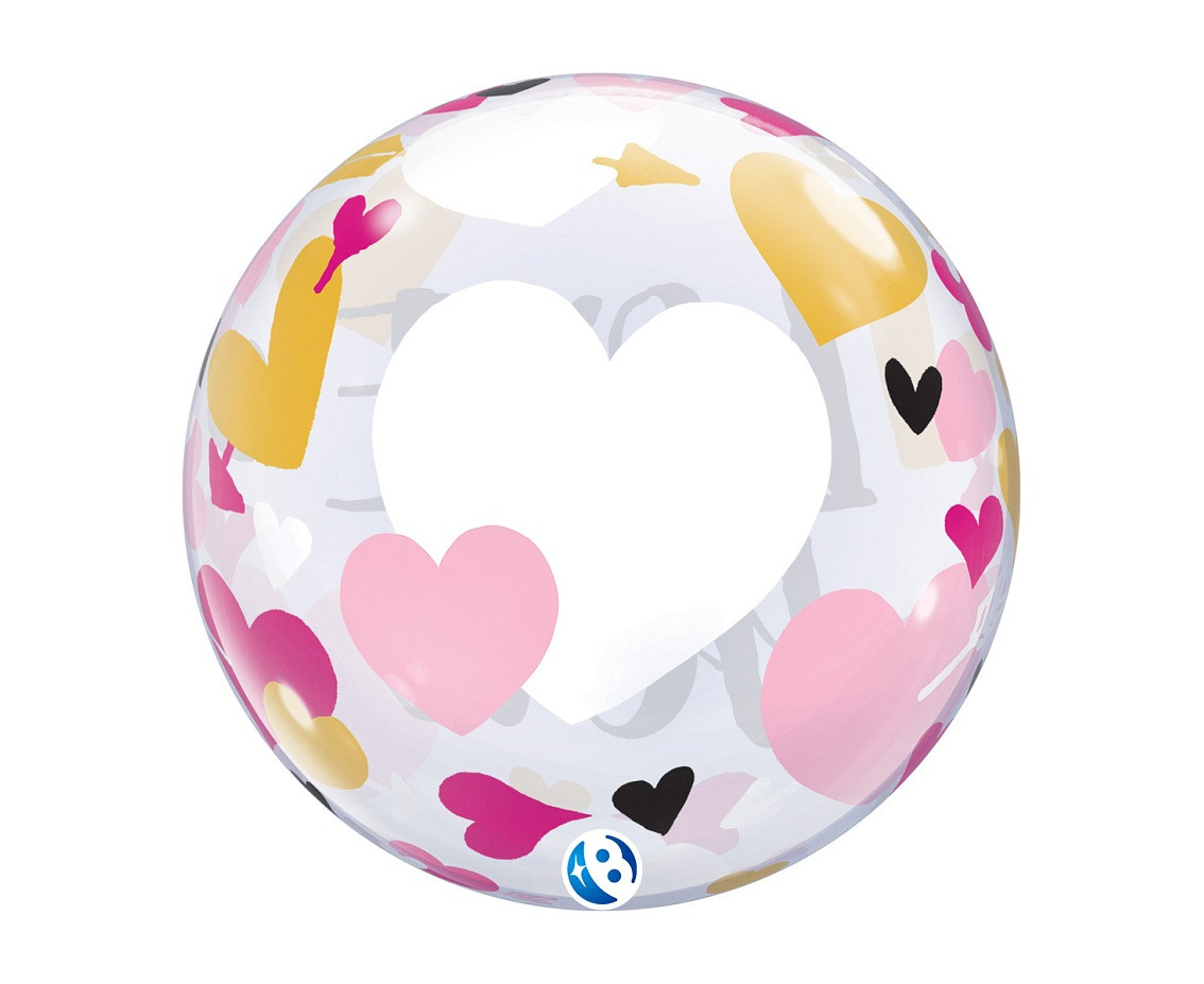 Balloon Takara BUBBLE BALLOON Love you Hearts & Arrows, 22"