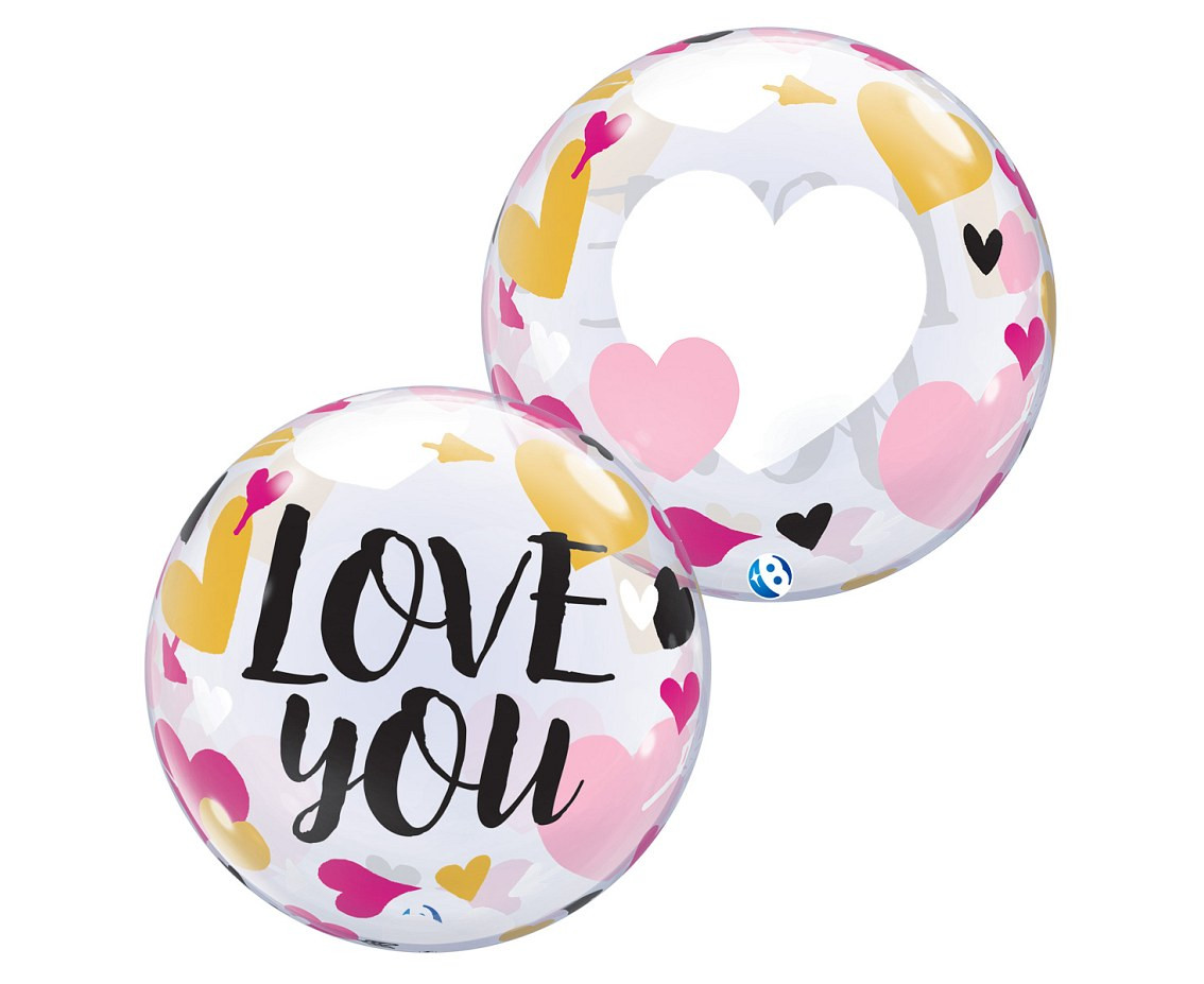 Balloon Takara BUBBLE BALLOON Love you Hearts & Arrows, 22"