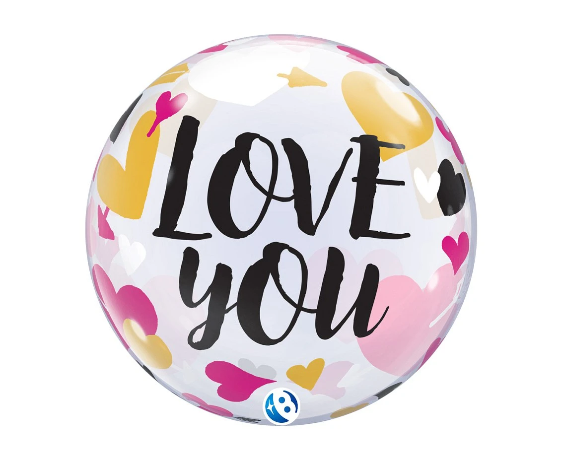 Balloon Takara BUBBLE BALLOON Love you Hearts & Arrows, 22"