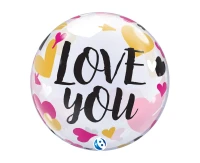 Balloon Takara BUBBLE BALLOON Love you Hearts & Arrows, 22"