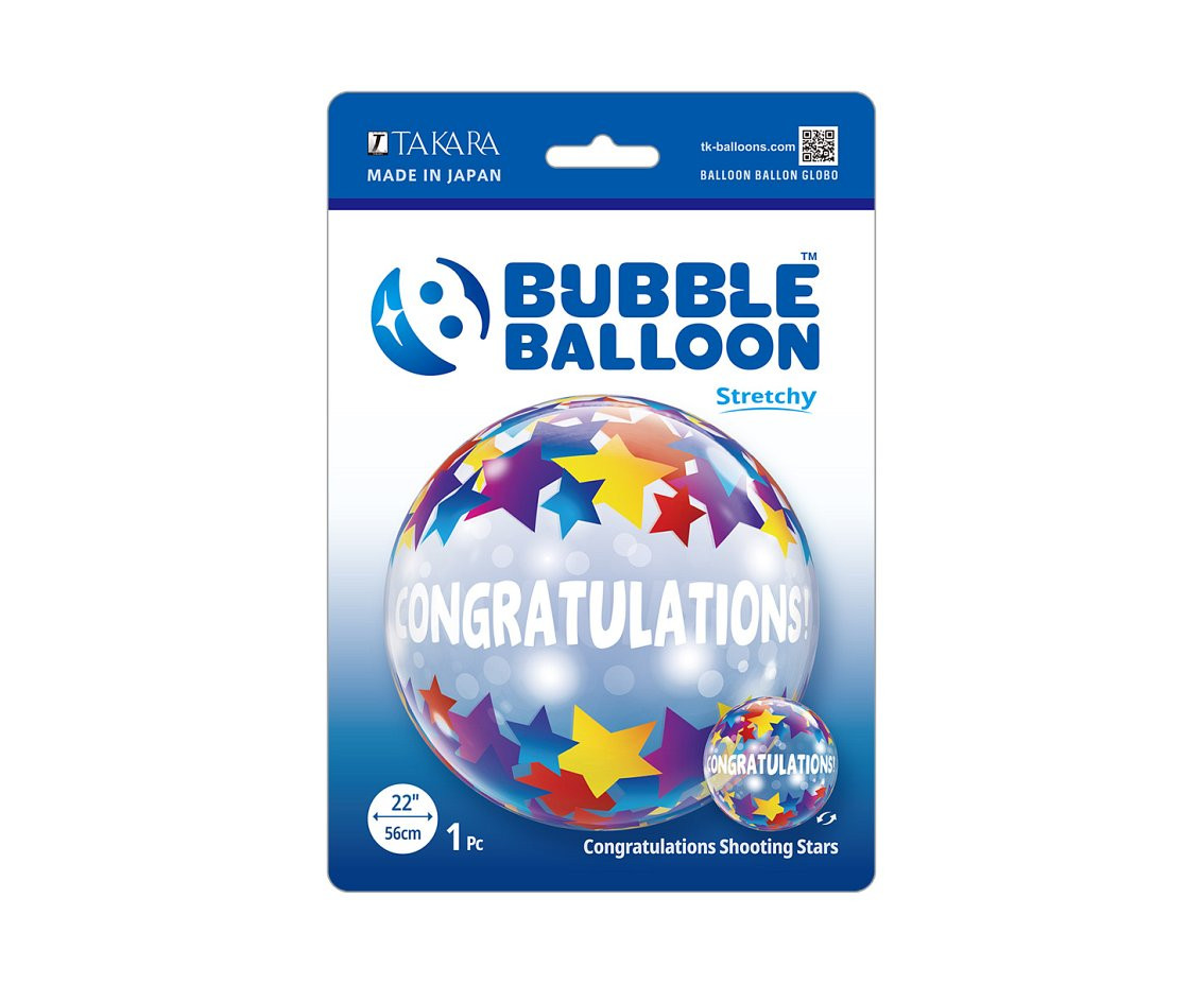Balloon Takara BUBBLE BALLOON Congratulations Shooting Stars, 22"