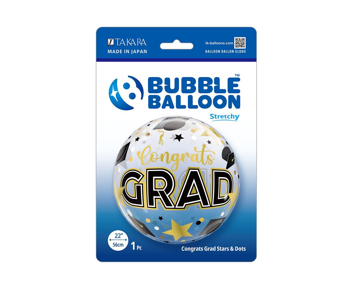 Balloon Takara BUBBLE BALLOON Congrats Grad Stars & Dots, 22"