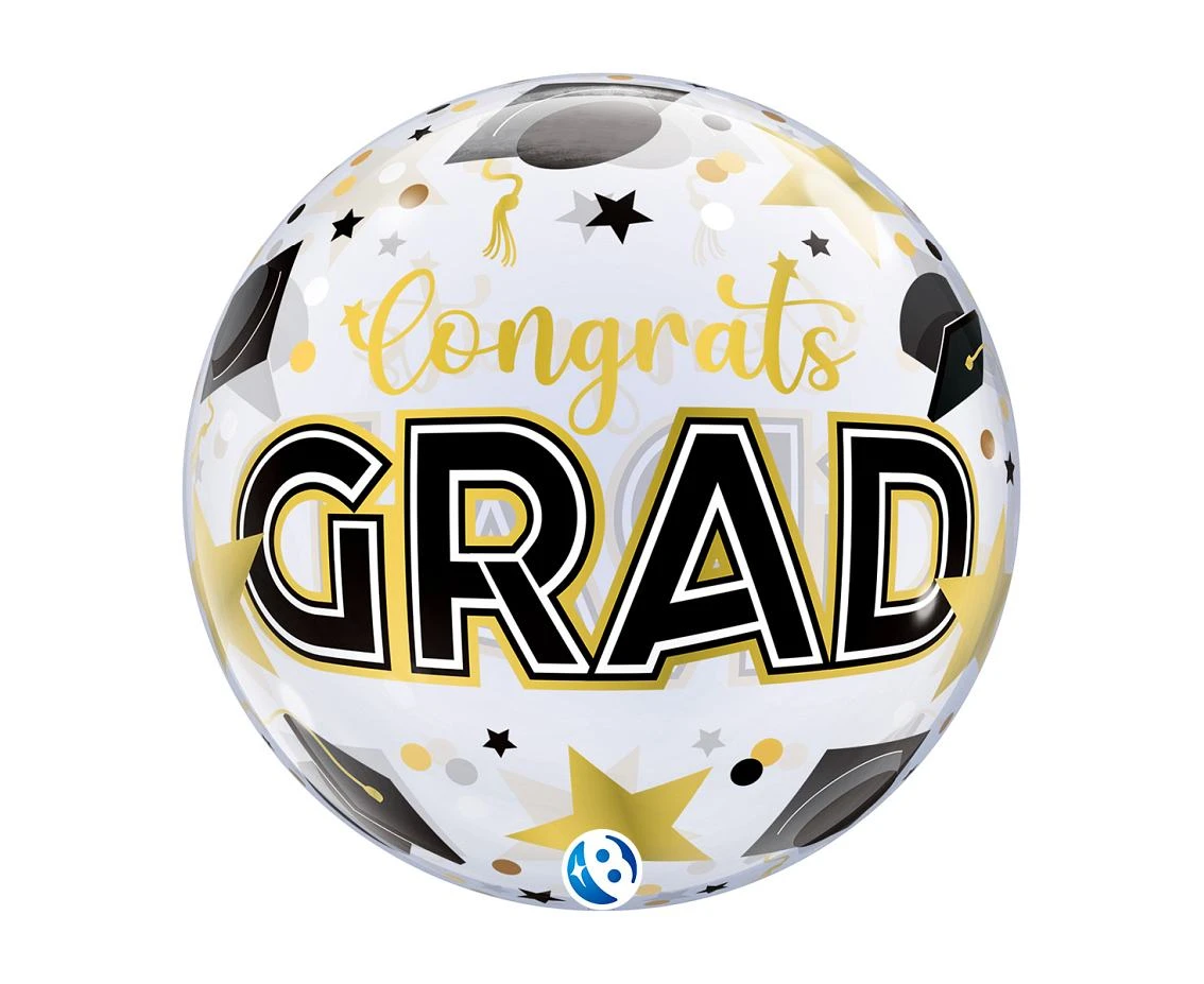 Balloon Takara BUBBLE BALLOON Congrats Grad Stars & Dots, 22"