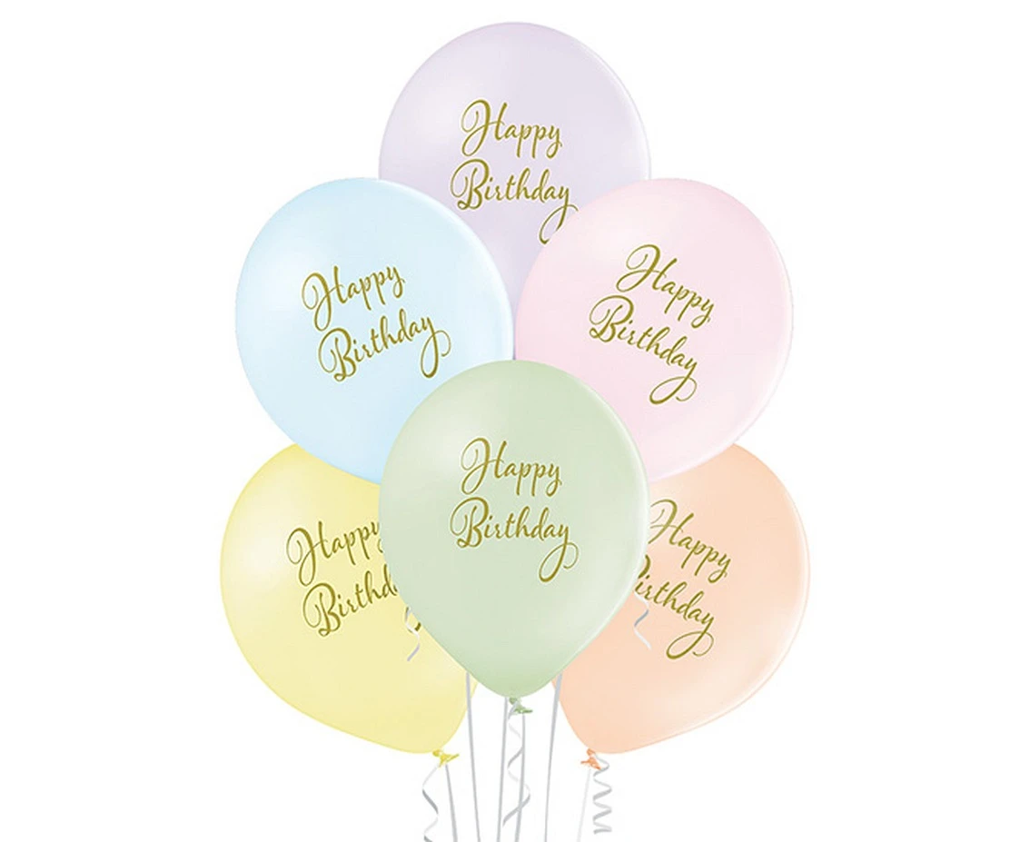 Balloons Belbal 12", D11, happy birthday, 6pcs