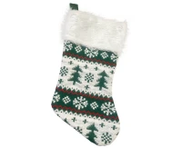 Christmas sock, green Christmas trees, 41x22 cm