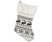 Christmas sock, white, reindeer, 41x22 cm