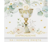 POLMAK Square invitation 120x120 Communion set 62165 Children''s - Boy, Girl, Gold, 10 pcs.
