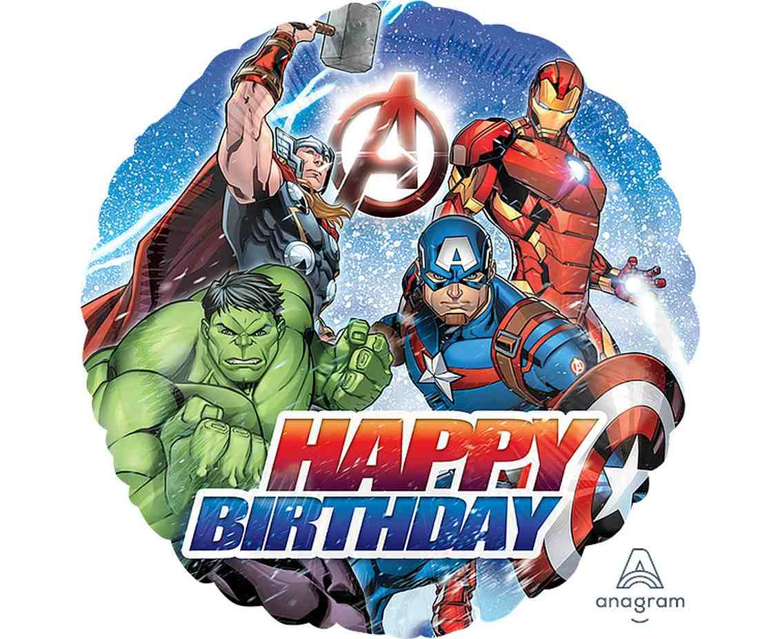 Foil balloon 18" SHP -  Avengers animated Birthday EOL