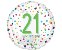 Foil balloon 18" SHP -  Confetti bday 21 EOL