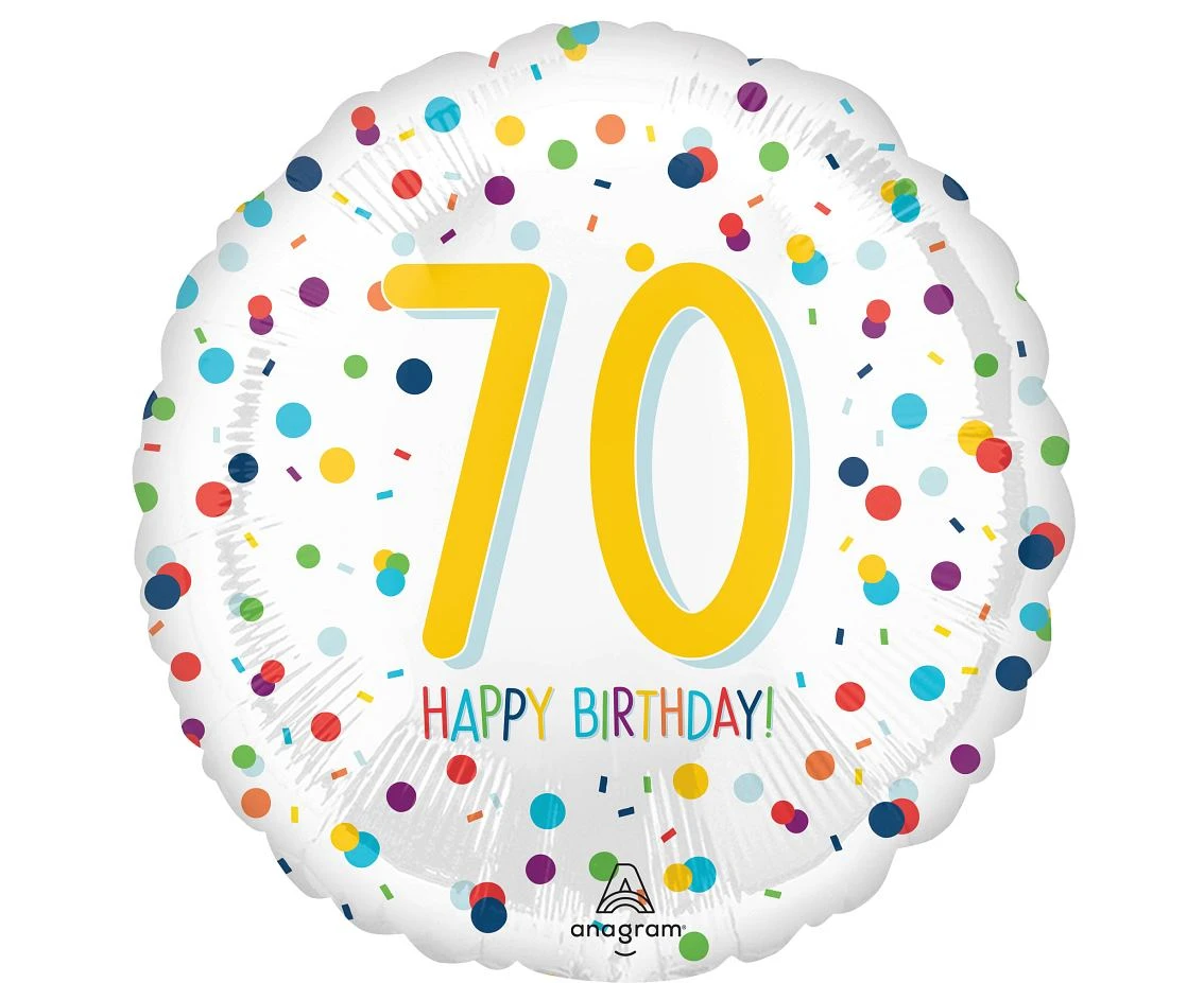 Foil balloon 18" SHP -  Confetti bday 70 EOL