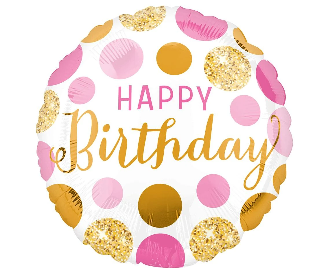 Foil balloon 18" SHP -  Pink and gold Birthday EOL