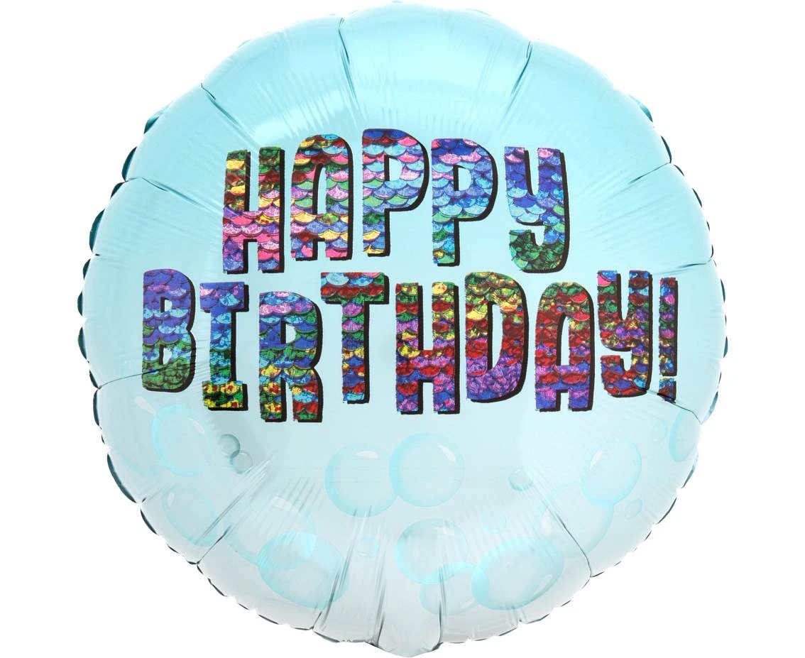 Foil balloon 18" SHP -  Happy bday rainbow sequins EOL