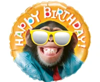 Foil balloon 18" SHP -  Smiling chimp Birthday EOL