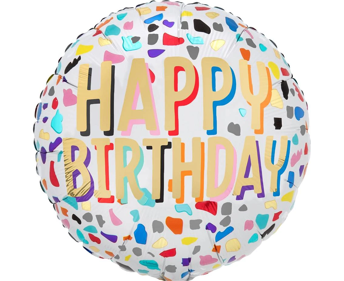 Foil balloon 18" SHP -  Happy Confetti Birthday EOL