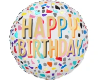 Foil balloon 18" SHP -  Happy Confetti Birthday EOL