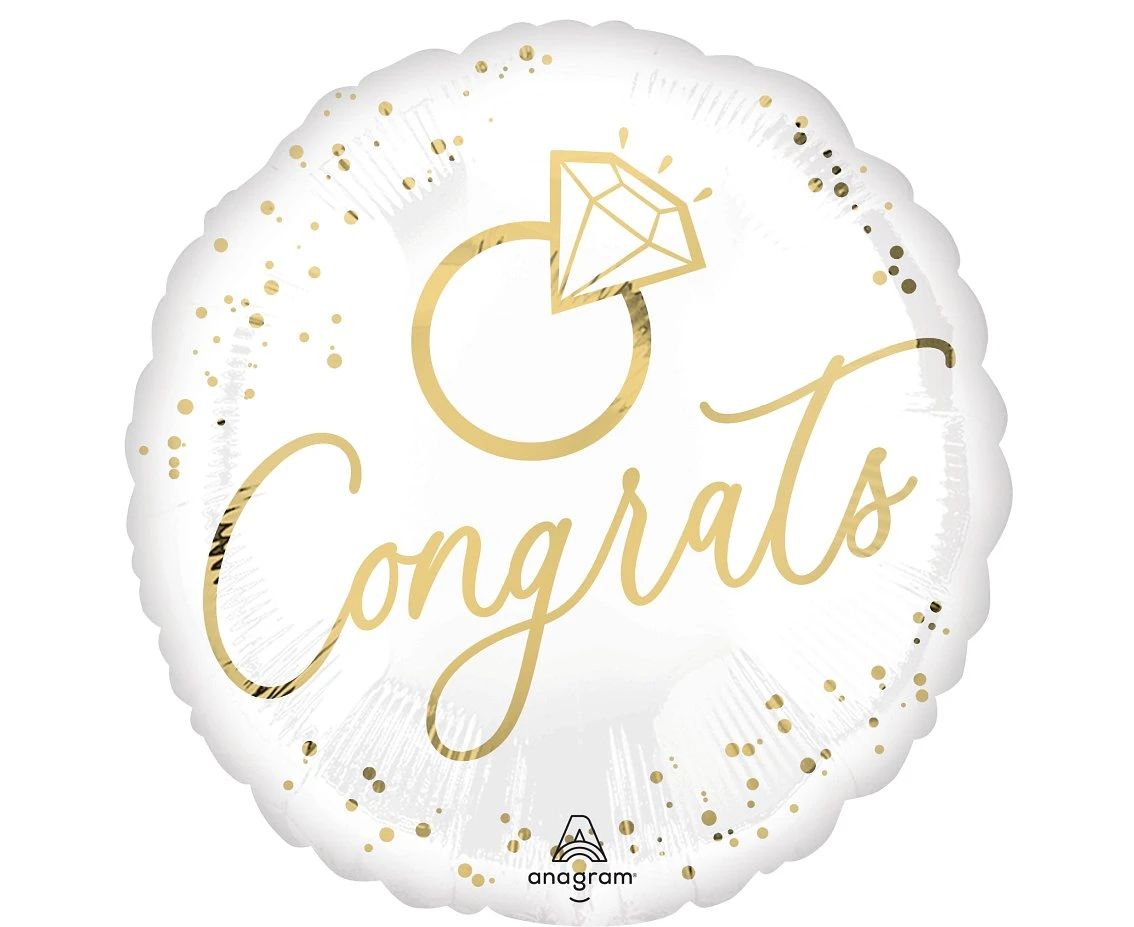 Foil balloon 18" SHP -  White gold wedding EOL