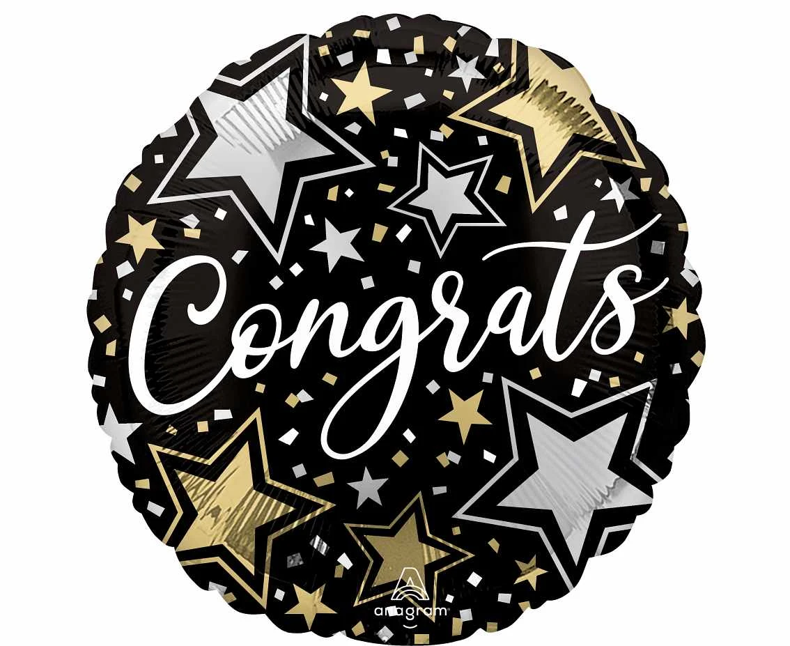 Foil balloon 18" SHP -  Congrats stars EOL
