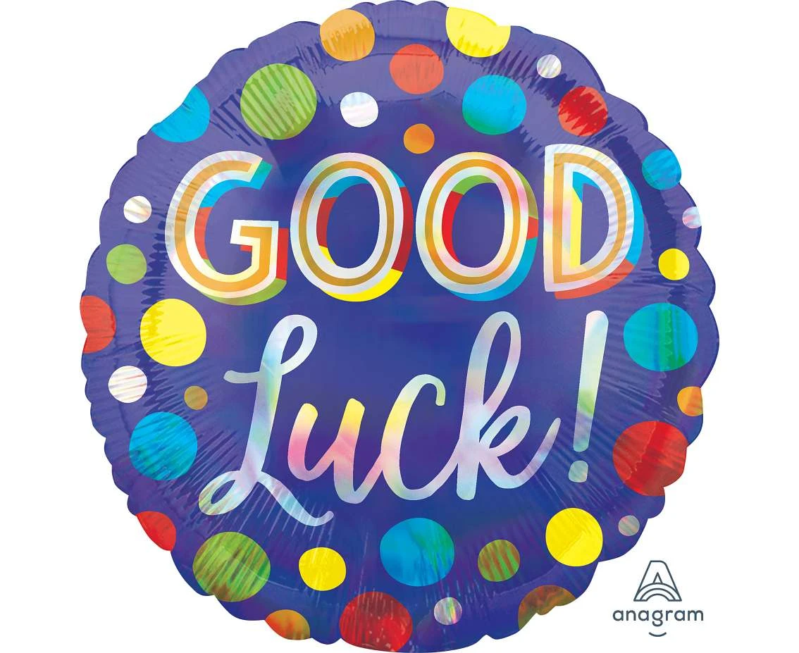 Foil balloon 18" SHP - Holo iridescent good luck dots EOL