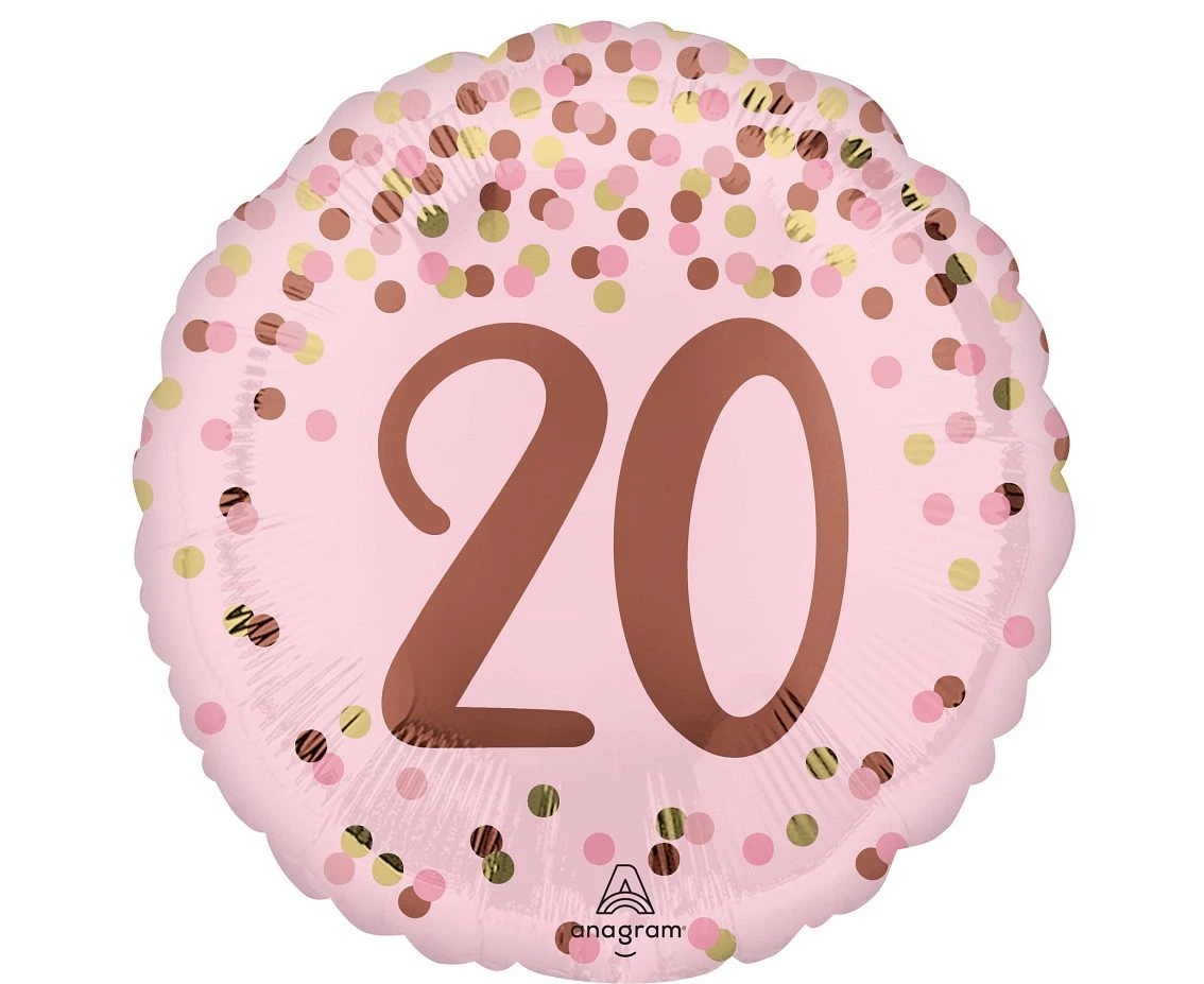 Foil balloon 18" Pretty pink 20th birthday EOL