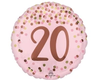 Foil balloon 18" Pretty pink 20th birthday EOL