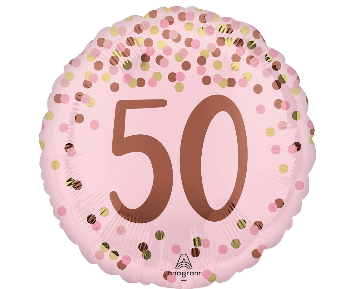 Foil balloon 18" Pretty pink 50th birthday EOL