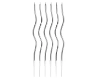 B&C swirl metallic candles, silver, 16 cm, 6 pcs