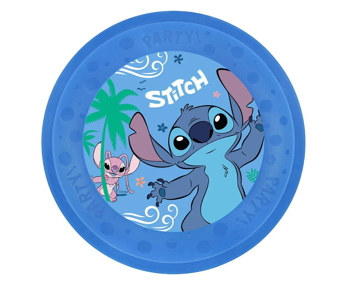 Reusable plastic plates Stitch & Angel, 21 cm, 4 pcs.