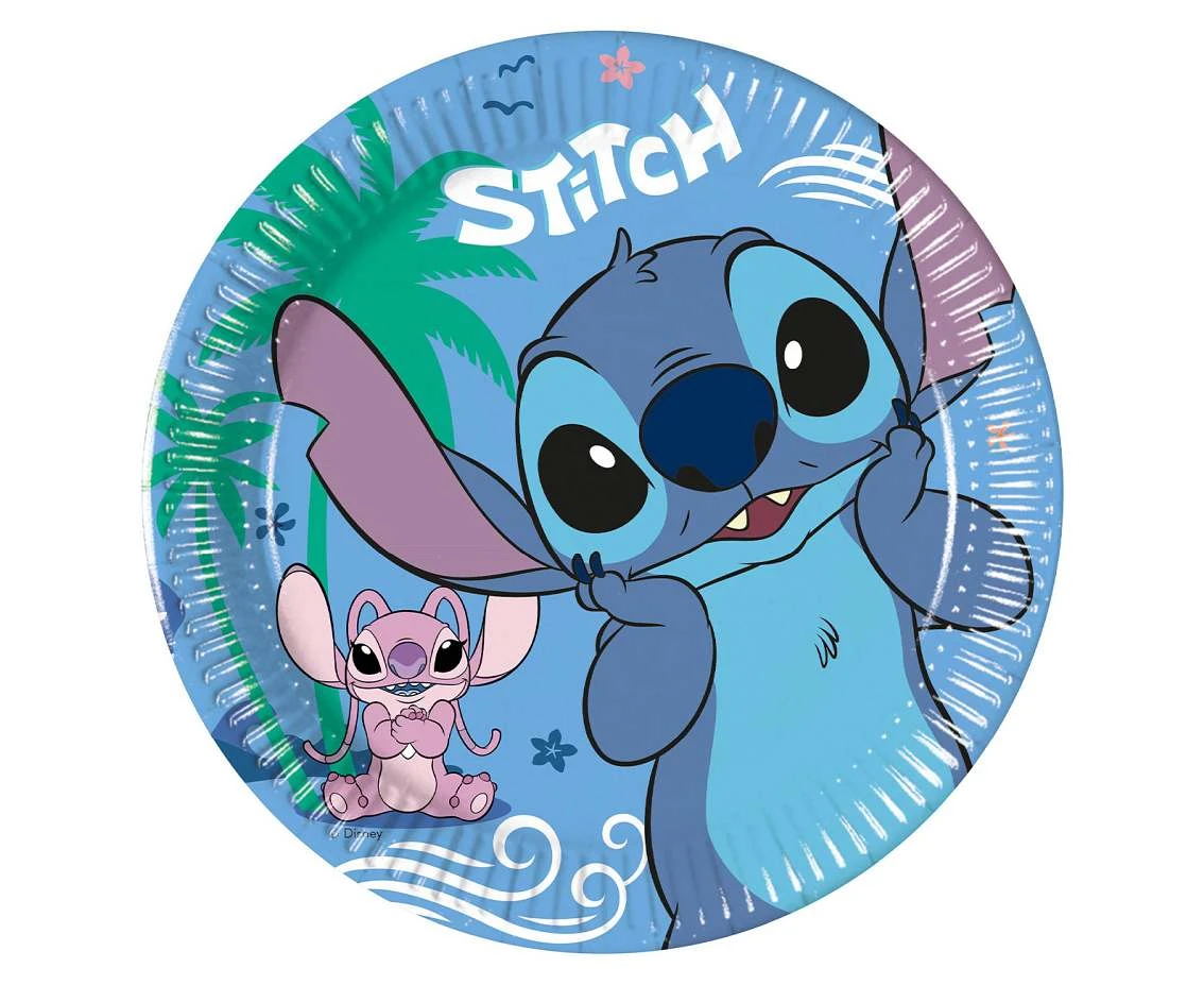 Paper plates Stitch & Angel, 20cm, 8 pcs.