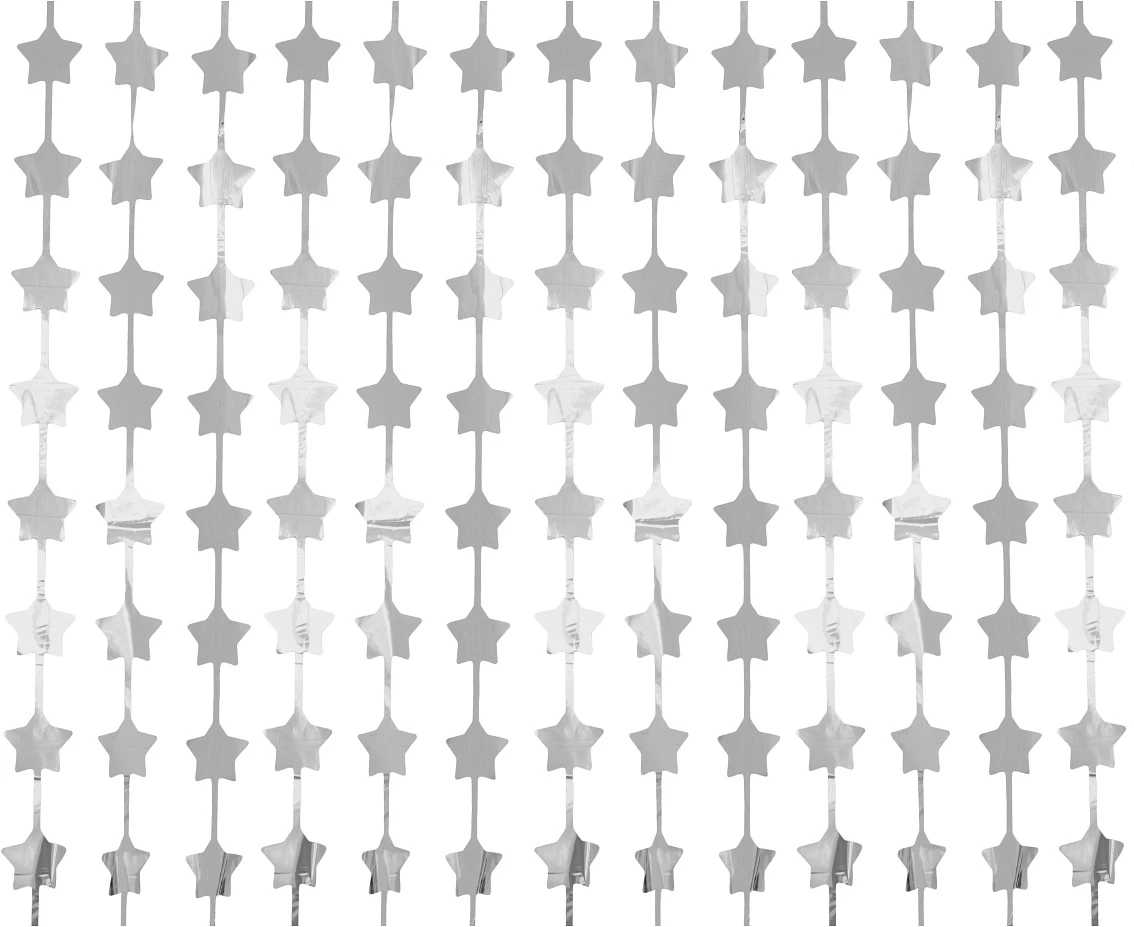 Fringe Deco Curtain B&C Stars, metallic silver, 100x200 cm