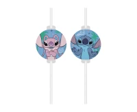 Paper straws with Stitch & Angel Disney medallion, 4 pcs.
