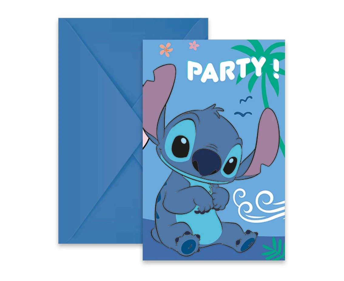 Invitations with Disney Stitch & Angel Envelopes, 6 pcs.